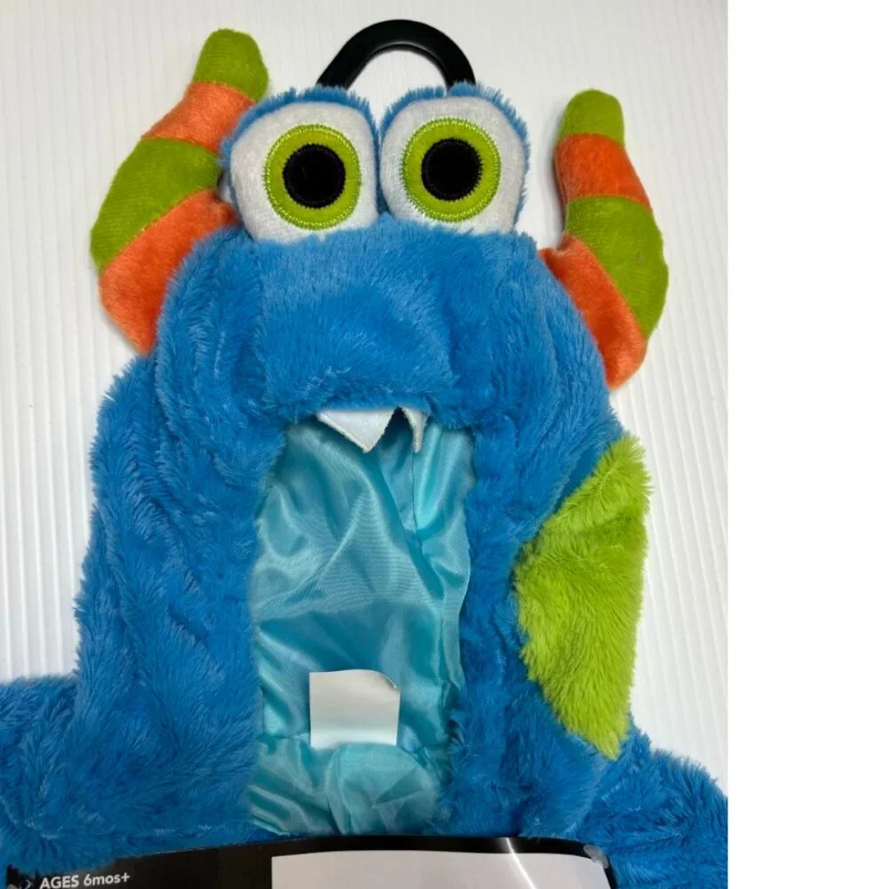 Blue Monster Halloween Costume 6/12 months Plush 1 Pc Hooded Footed Baby Infant
